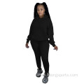 Lady Hooded Long Sleeve Casual Women Sweatsuit Set